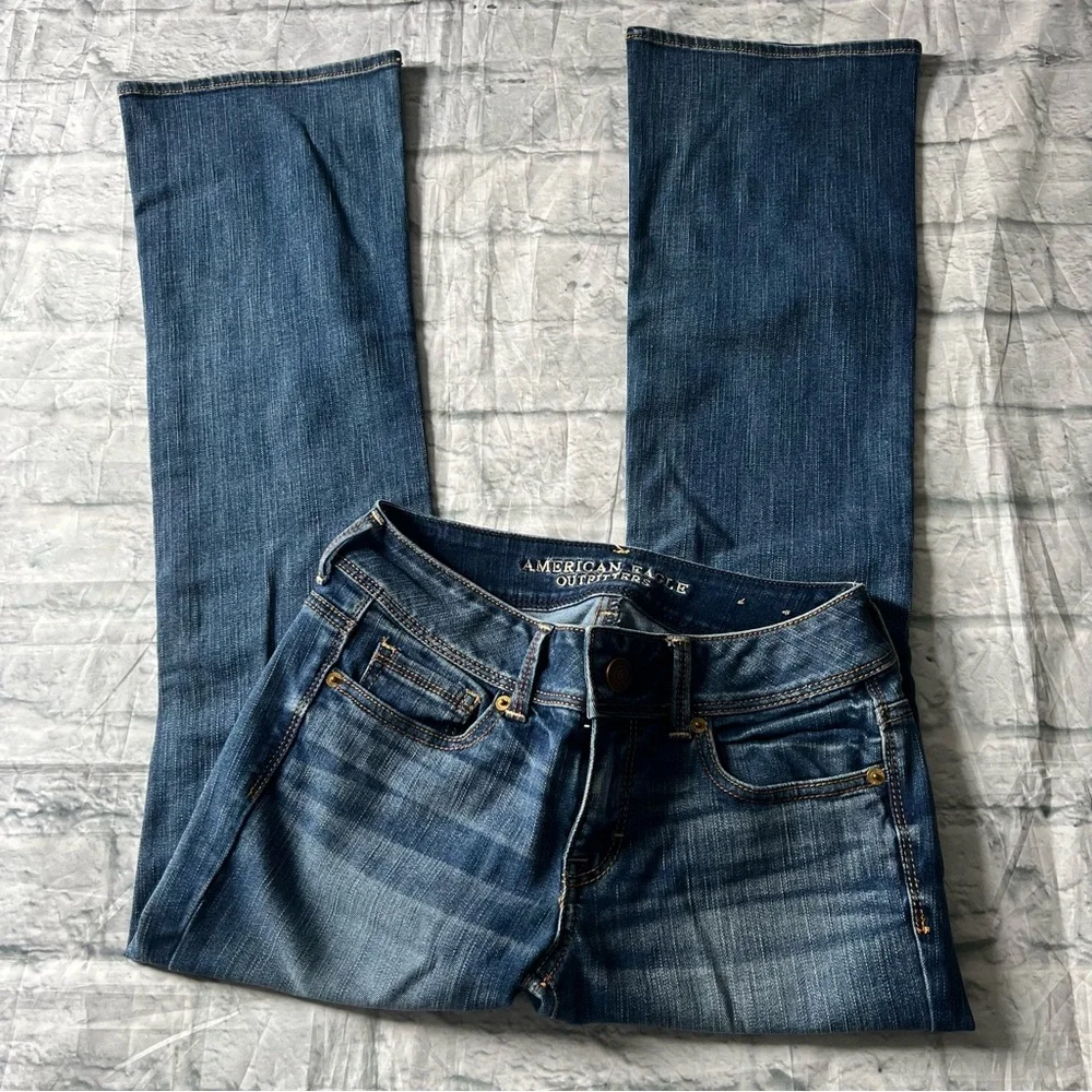 American Eagle Kick Boot Super Stretch Jeans Low Rise Y2K - Picture 9 of 10